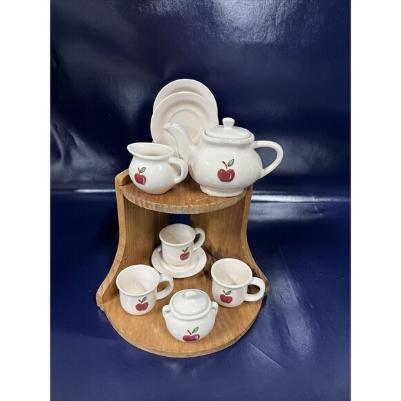 VTG Barbie Miniature Tea Set 12 Pc Cherry Motif Teapot Set Cream & Sugar  - D9‎ - Picture 1 of 16